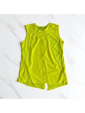 LUCKY IN LOVE X Bethanie Mattek Sands Court Worn Yellow Tank Top Size Small